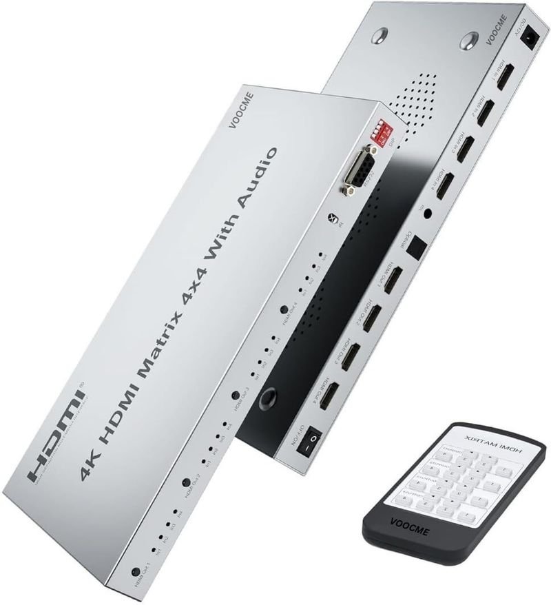 VOOCME 4K HDMI Splitter, 4in 4out Matrix HDMI Switch, HDMI Support 3840x2160@30HZ Media Streaming Device - image 1