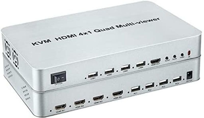 VOOCME 4X1 KVM HDMI USB Multi-viewer Quad Screen Real Time Multi-viewer with Media Streaming Device - image 1