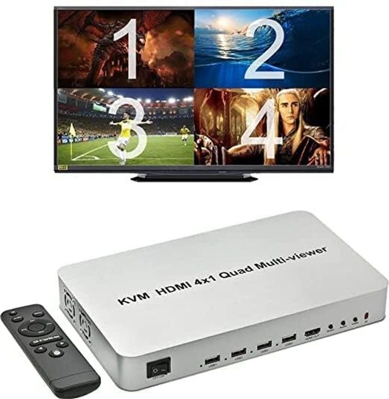 VOOCME 4X1 KVM HDMI USB Multi-viewer Quad Screen Real Time Multi-viewer with Media Streaming Device - image 5