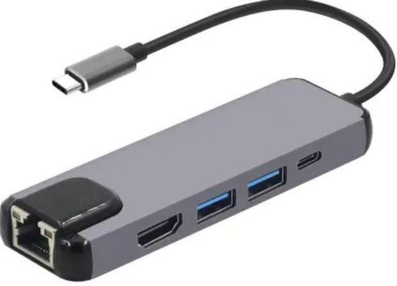 VOOCME 5 in 1 USB C Docks Multi-Function Aluminum TypeC Converter 4K HDMI/Rj45/PDChrgng Gaming Adapter - image 1