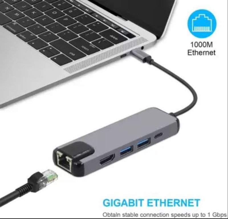 VOOCME 5 in 1 USB C Docks Multi-Function Aluminum TypeC Converter 4K HDMI/Rj45/PDChrgng Gaming Adapter - image 2
