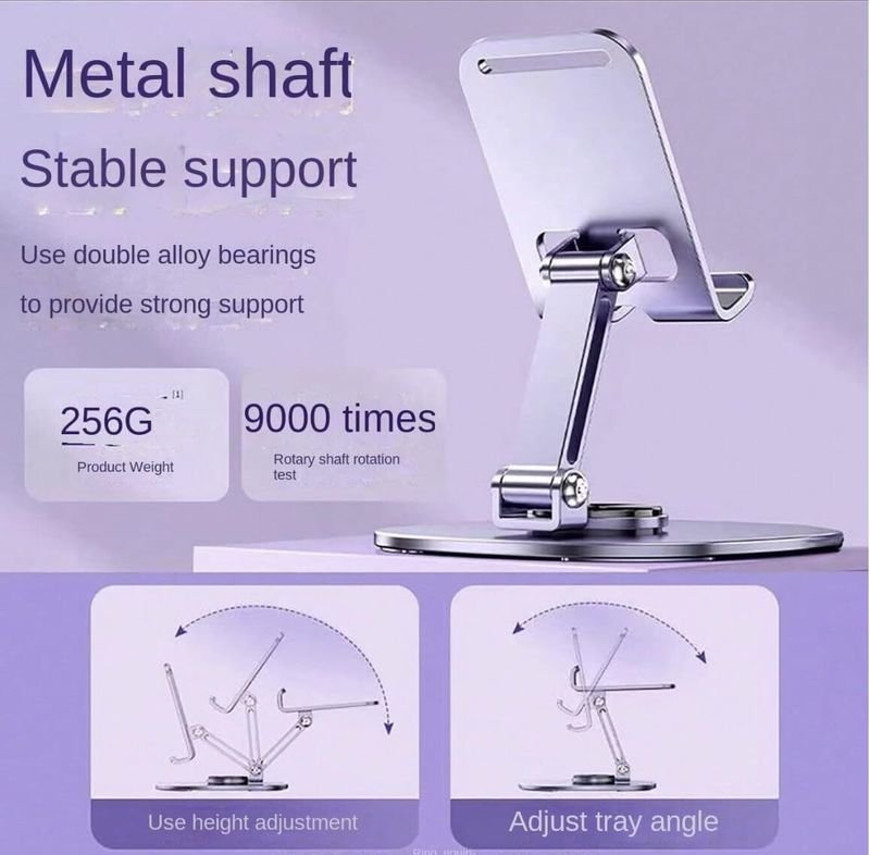 VOOCME 360°Rotation Height Adjustable Phone Holder Cell Phone Stand, 360°Rotation Height Adjustable Phone Holder for Desk Aluminium Rotatable Laptop Stand with Adjustable Height Compatible with Universal Laptops - image 5