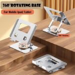 VOOCME 360 Rotating Portable Aluminum Adjustable Folding Tablet Stand Holder 360 Rotating Portable Aluminum Adjustable Folding Tablet Stand Holder for I Pad, Aluminium Rotatable Laptop Stand with Adjustable Height Compatible with Universal Laptops - image 3