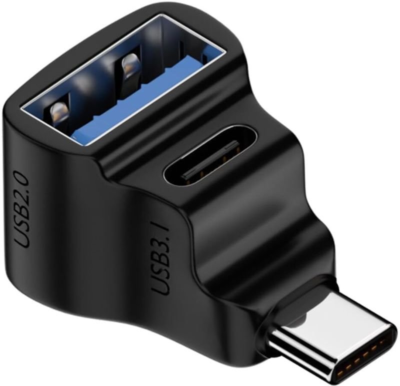 VOOCME USB C 3.1 Male to Dual Female Right Angle Connector 90° Angle USB C 1 in 2 Adapter USB Charger - image 1