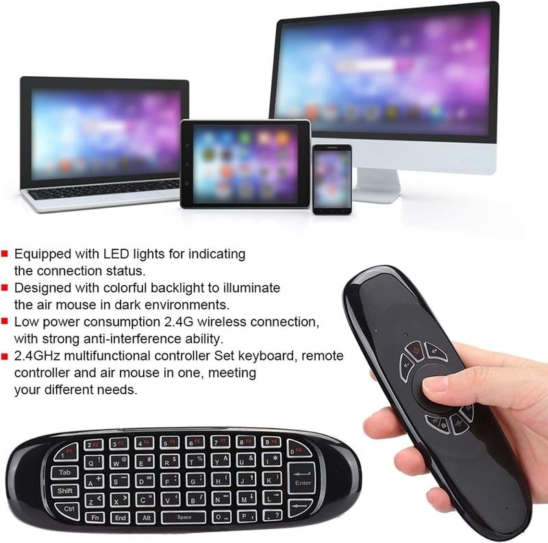 VOOCME Air Mouse Remote, C120 USB 2.4G Wireless Keyboard and Mouse Air Fly Remote Mouse Wireless Laptop-size Laptop Keyboard Compatible with Desktop, Laptop, Mac, iPad - image 4