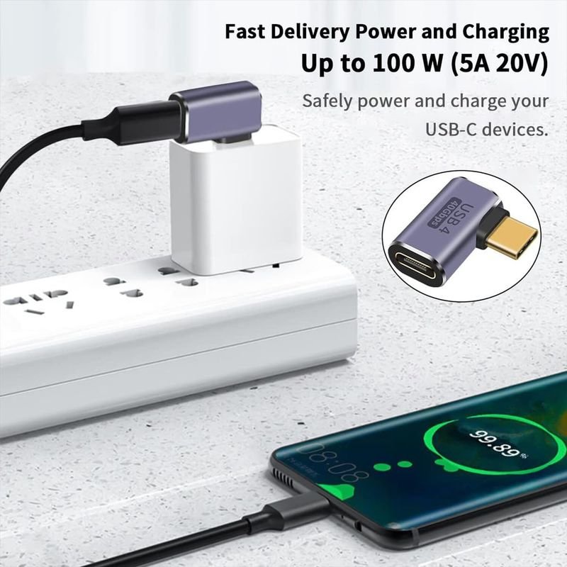 VOOCME Multicolor C 90 Degree Adapter, 40Gbps Data, 100W PD Fast Charge, 8K@60Hz Video Phone Converter - image 4