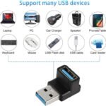 VOOCME 90 Degree USB 3.1 Adapter USB A Male to Female Right Angle Connector 10Gbps USB Type A 3.1 Data Transfer Converter Coupler OTG ( PACK OF 1) USB Hub - image 2