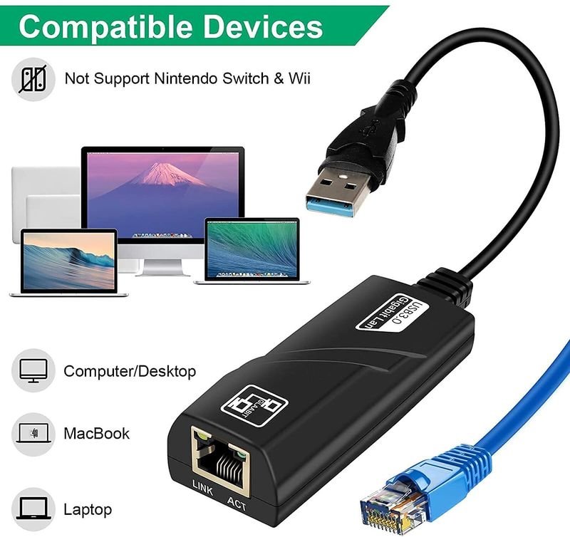 VOOCME USB 3.0 to RJ45 Ethernet adapter product image