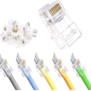 VOOCME RJ45 Cat5e Pass Through Connector LAN Ethernet Plug Cat5/Cat6 Network EZ to Crimp Modular Plug (Transparent, Pack of 5) Laptop Accessory - image 1