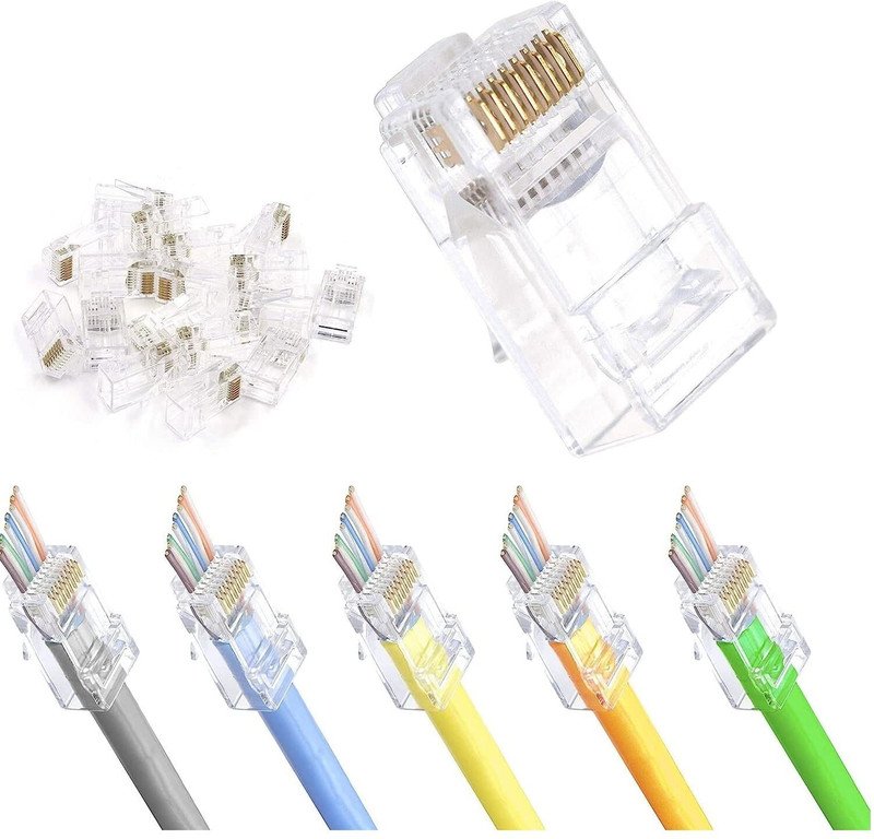 VOOCME RJ45 Cat5e Pass Through Connector LAN Ethernet Plug Cat5/Cat6 Network EZ to Crimp Modular Plug (Transparent, Pack of 5) Laptop Accessory - image 1