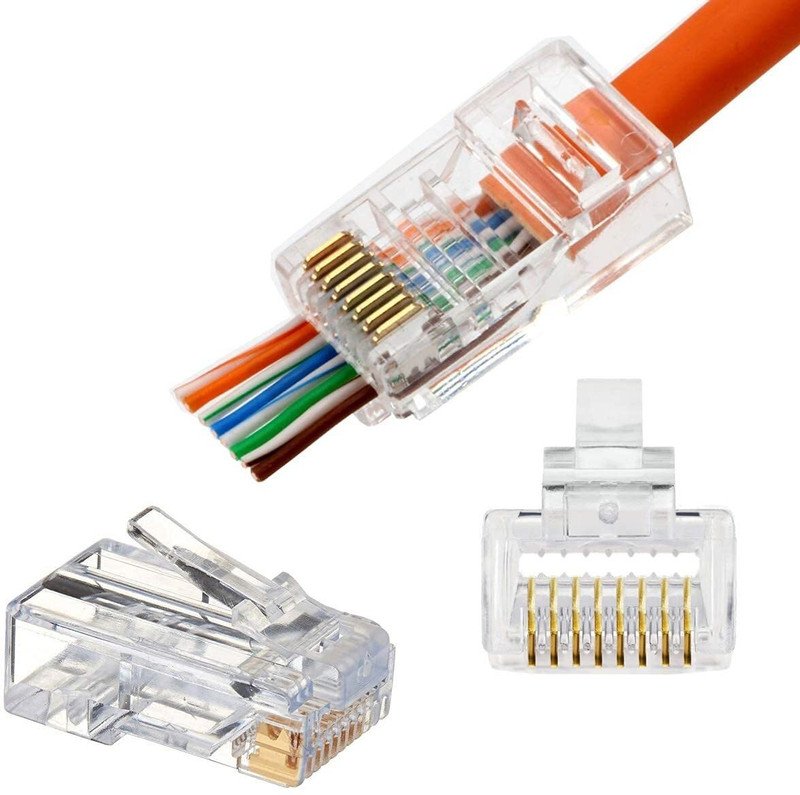 VOOCME RJ45 Cat5e Pass Through Connector LAN Ethernet Plug Cat5/Cat6 Network EZ to Crimp Modular Plug (Transparent, Pack of 5) Laptop Accessory - image 2