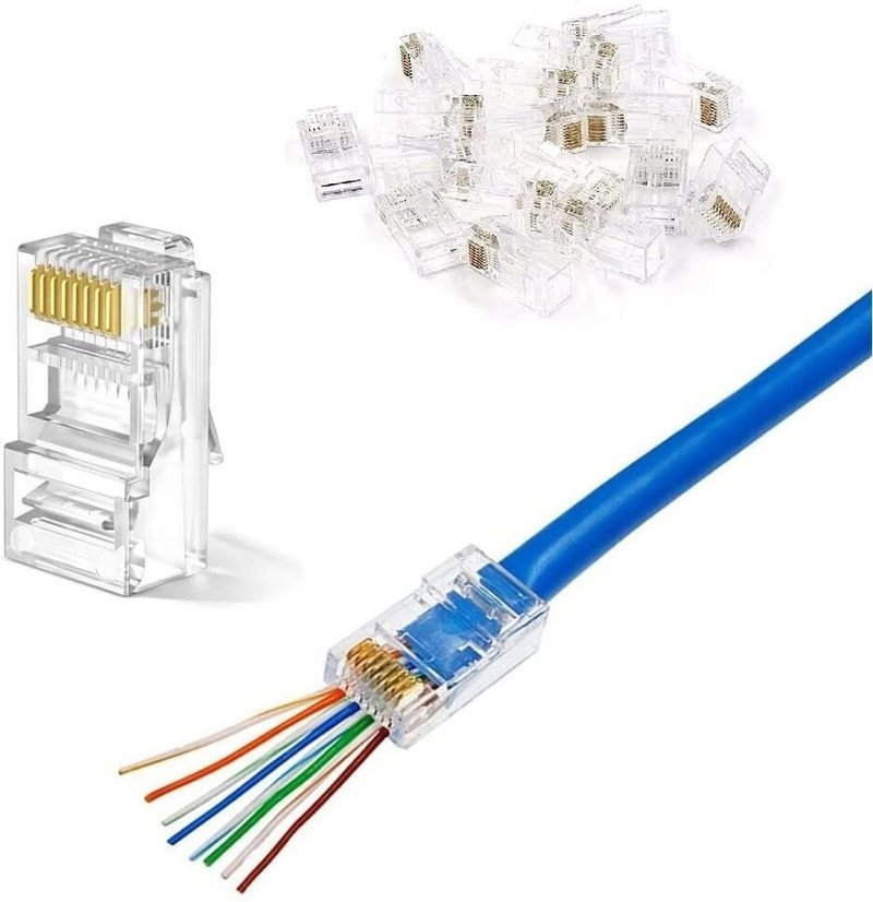 VOOCME RJ45 Cat5e Pass Through Connector LAN Ethernet Plug Cat5/Cat6 Network EZ to Crimp Modular Plug (Transparent, Pack of 5) Laptop Accessory - image 3