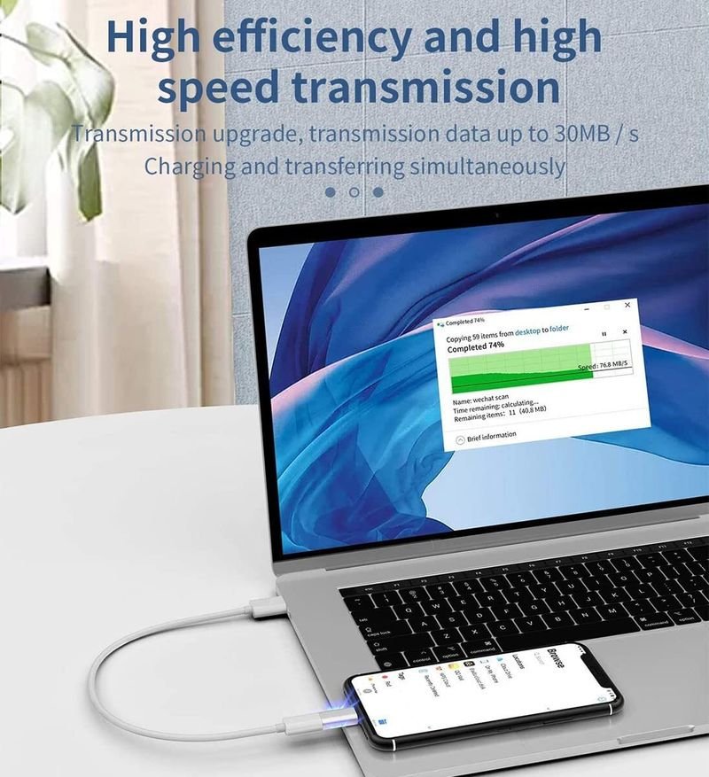 VOOCME Lighting 8 pin Adapter to Micro USB Converter Connector Data Synchronisation and Charging Compatible Laptop Accessory - image 4