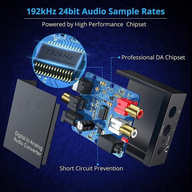 VOOCME TV-out Cable Digital to Analog Audio Converter SPDIF Optical Coax to Analog - image 4