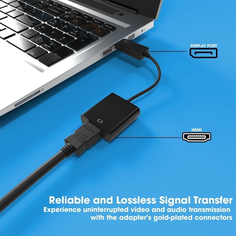 VOOCME Display Port to Hdmi Adapter, 1080P Display Port Dp to Hdmi Cable Male to Female Port Support Video & Audio Compatible with Computer..... HDMI Connector - image 5