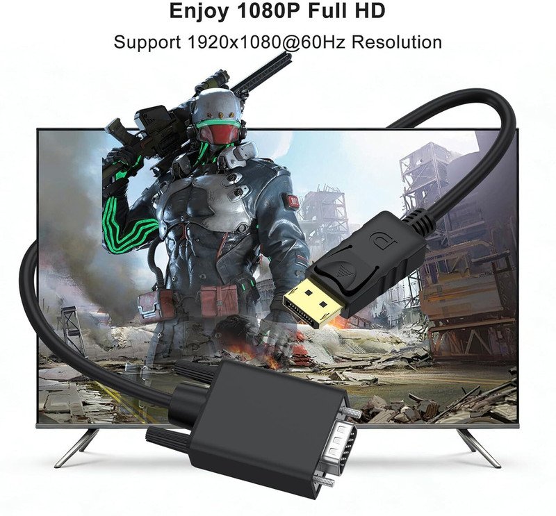 VOOCME VGA Cable 2 A 1.8 m NA DisplayPort to VGA Cable, 1.8M/5.9FT Display Port of Computer/Laptop to VGA - image 5