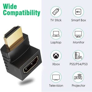 VOOCME HDMI Adapter 90 Degree 4K Male to Female HDMI Connector 270 Degrees Extender Right Angle, L Type HDTV Converter (Pack of 1) HDMI Connector - image 1