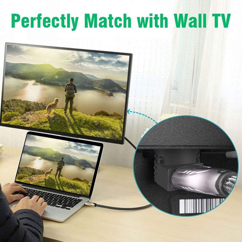 VOOCME HDMI Adapter 90 Degree 4K Male to Female HDMI Connector 270 Degrees Extender Right Angle, L Type HDTV Converter (Pack of 1) HDMI Connector - image 2