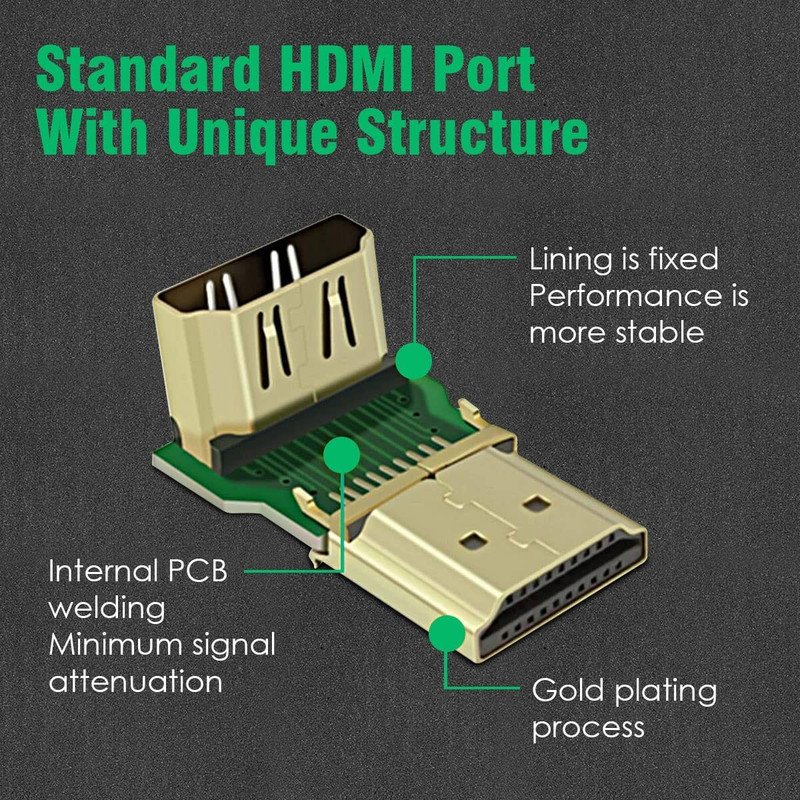VOOCME HDMI Adapter 90 Degree 4K Male to Female HDMI Connector 270 Degrees Extender Right Angle, L Type HDTV Converter (Pack of 1) HDMI Connector - image 5