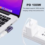 VOOCME USB C 90 Degree Adapter, Right Angle Type C Male to Female Adapter Support 100W Fast Charging 40Gbps Data Transfer 8K@60Hz Video - Pack of 1 Laptop Accessory - image 3