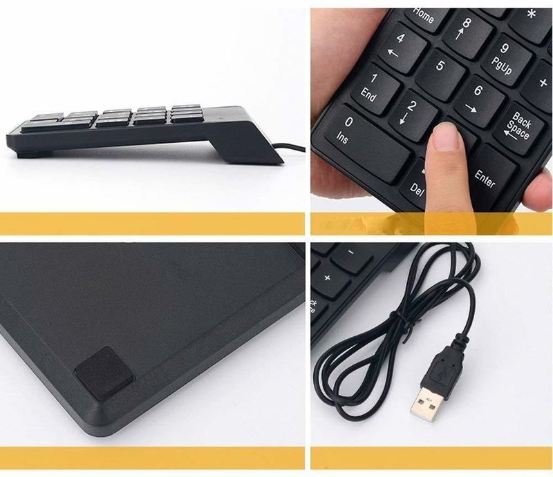 VOOCME Wired Numeric Keypad Slim Mini Number Pad Digital Keyboard 18 Keys Numpad Laptop Keyboard Replacement Key - image 3