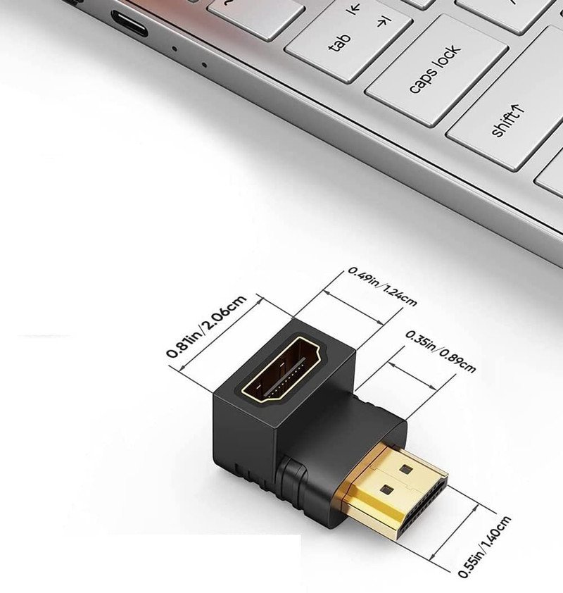 VOOCME L-Type HDMI Male to Female HDMI Connector for Computer, Plasma TV & HDTV Gold Plated HDMI Male to Female Converter -001 HDMI Connector - image 5