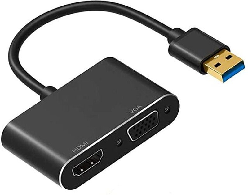 VOOCME VGA Cable 0.4 m USB 3.0 to HDMI VGA Adapter Converter 2 in 1 USB to HDMI VGA - image 2