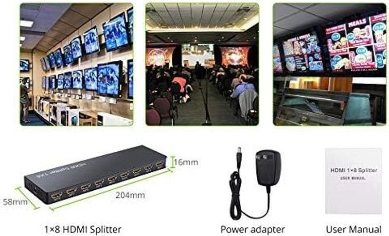 VOOCME HDMI Splitter 1 in 8 Out, Supports 3D 4K x 2K 30HZ FHD 1080P Supports | Media Streaming Device - image 5