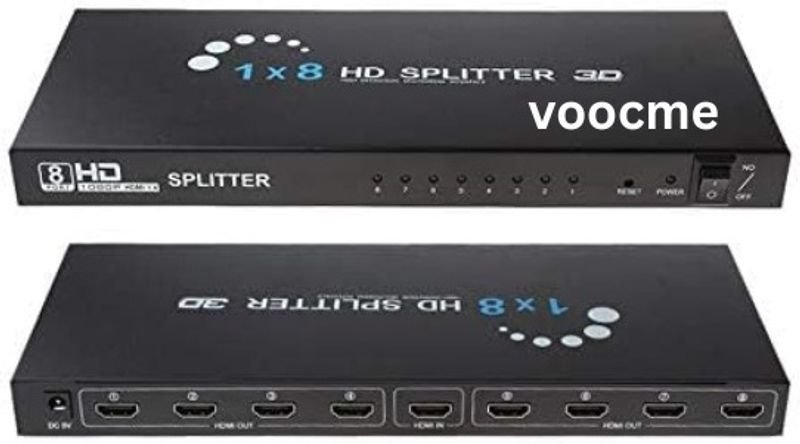 VOOCME HDMI Splitter 1 in 8 Out, Supports 3D 4K x 2K 30HZ FHD 1080P Supports | Media Streaming Device - image 1