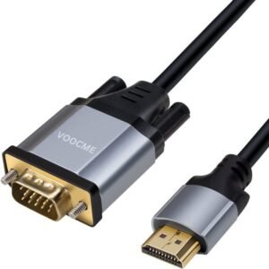 VOOCME VGA Cable 2 A 1.8 m NA HDMI to VGA Cable (Male to Male) Gold Plated 1080P Active HDMI Digital to VGA Analog Adapter - image 1
