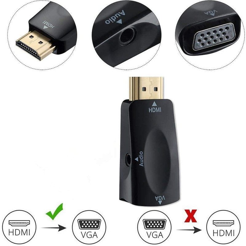 VOOCME HDMI to VGA Adapter with 3.5mm Audio Port Out for Monitor PC TV 1080P Gaming Adapter - image 2