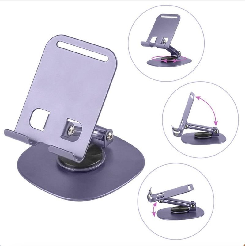 VOOCME 360°Rotation Height Adjustable Phone Holder Cell Phone Stand, 360°Rotation Height Adjustable Phone Holder for Desk Aluminium Rotatable Laptop Stand with Adjustable Height Compatible with Universal Laptops - image 1