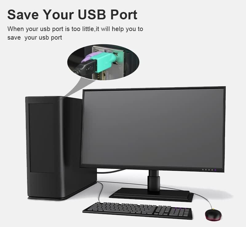 VOOCME PS2 to USB Female,PS/2 Male Converter Changer Adapter for Keyboard Mouse PS2 to USB Female,PS/2 Male Converter Changer Adapter USB Cable - image 4