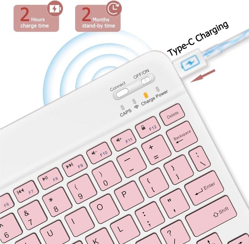 VOOCME Rechargeable Bluetooth Keyboard & Mouse Combo, Ultra-Slim Wireless Set Wireless Laptop-size Laptop Keyboard Compatible with Desktop, iPad, Laptop, Tablet, Mac - image 4
