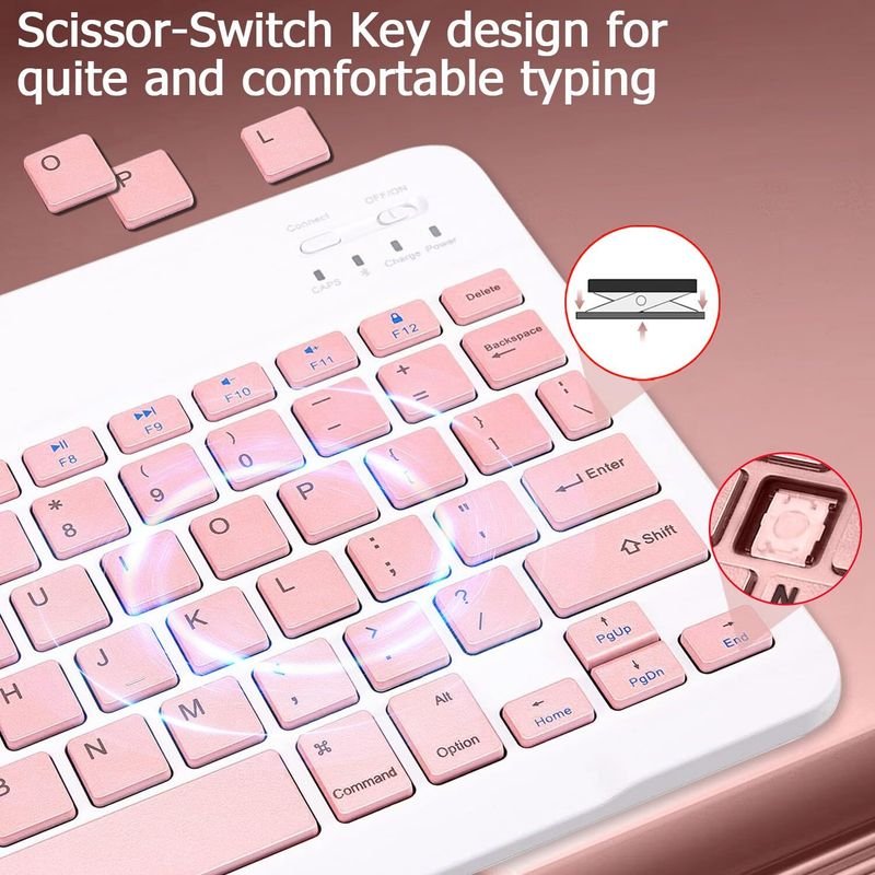 VOOCME Rechargeable Bluetooth Keyboard & Mouse Combo, Ultra-Slim Wireless Set Wireless Laptop-size Laptop Keyboard Compatible with Desktop, iPad, Laptop, Tablet, Mac - image 5