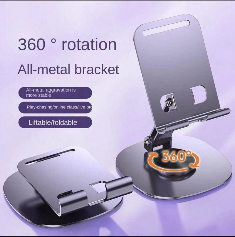 VOOCME 360°Rotation Height Adjustable Phone Holder Cell Phone Stand, 360°Rotation Height Adjustable Phone Holder for Desk Aluminium Rotatable Laptop Stand with Adjustable Height Compatible with Universal Laptops - image 4