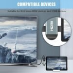 VOOCME Black 2 in 1 HD Mini HDMI/Micro HDMI to HD-MI Adapter, Mini HD-MI and Micro HD-MI Male Phone Converter - image 4