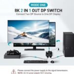 VOOCME Displayport Switch, 8K@30Hz Bi-Directional DP 1.4 Switcher, Two-Way DP Switch Selector Box 2x1 or 1x2, 4K@120Hz Manual Display Port Splitter 2 in 1 Out Laptop Accessory - image 2