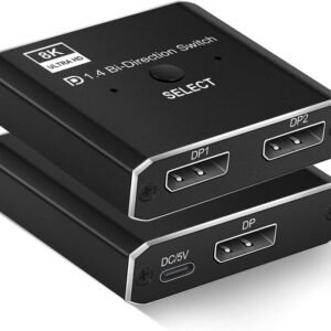 VOOCME Displayport Switch, 8K@30Hz Bi-Directional DP 1.4 Switcher, Two-Way DP Switch Selector Box 2x1 or 1x2, 4K@120Hz Manual Display Port Splitter 2 in 1 Out Laptop Accessory - image 1