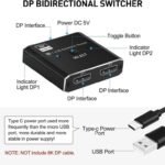 VOOCME Displayport Switch, 8K@30Hz Bi-Directional DP 1.4 Switcher, Two-Way DP Switch Selector Box 2x1 or 1x2, 4K@120Hz Manual Display Port Splitter 2 in 1 Out Laptop Accessory - image 3