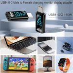 VOOCME 1 Pack USB-C Adapter with LED Display, USB Type C Male to Female Connector Type C Male to Female Connector -008 Laptop Accessory - image 5