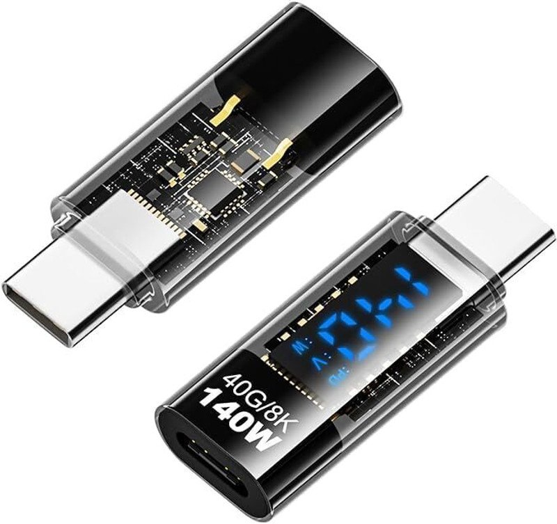 VOOCME 1 Pack USB-C Adapter with LED Display, USB Type C Male to Female Connector Type C Male to Female Connector -008 Laptop Accessory - image 1