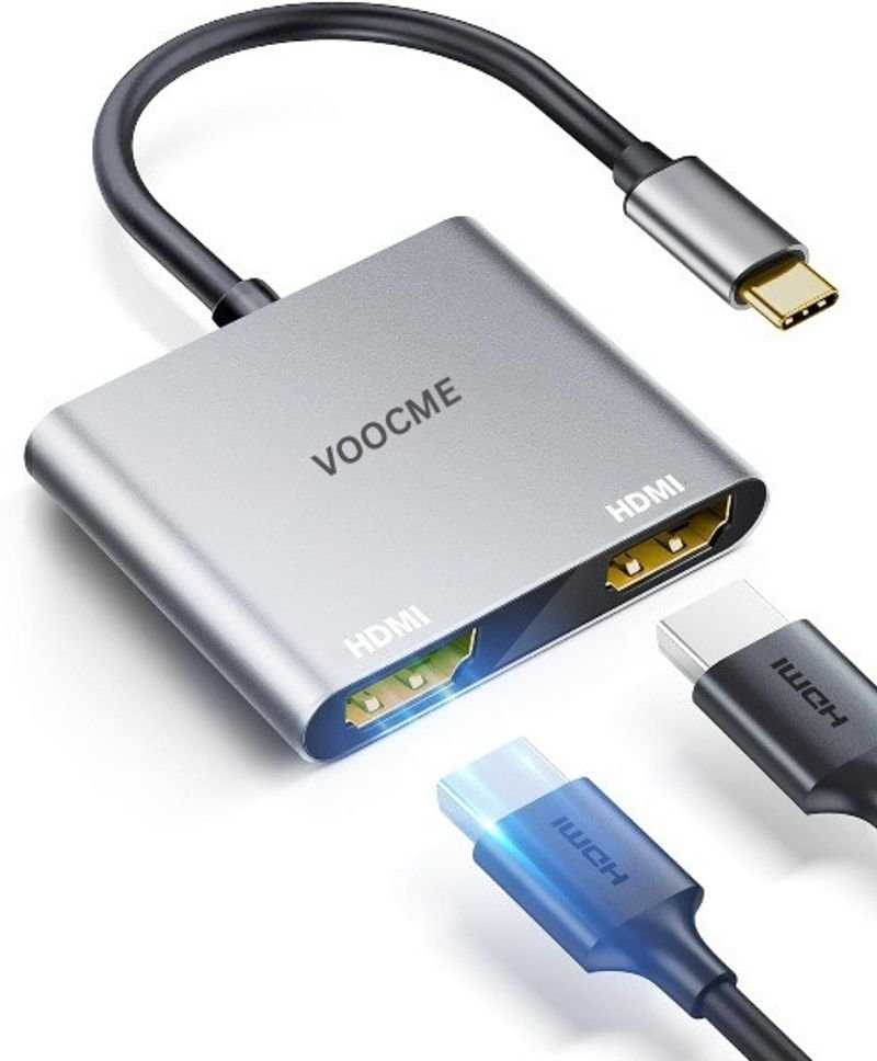 VOOCME Type C 2 A 0.5 m NA Type C to Dual HDMI Adapter 4K@60hz, Type C to HDMI Splitter - image 2