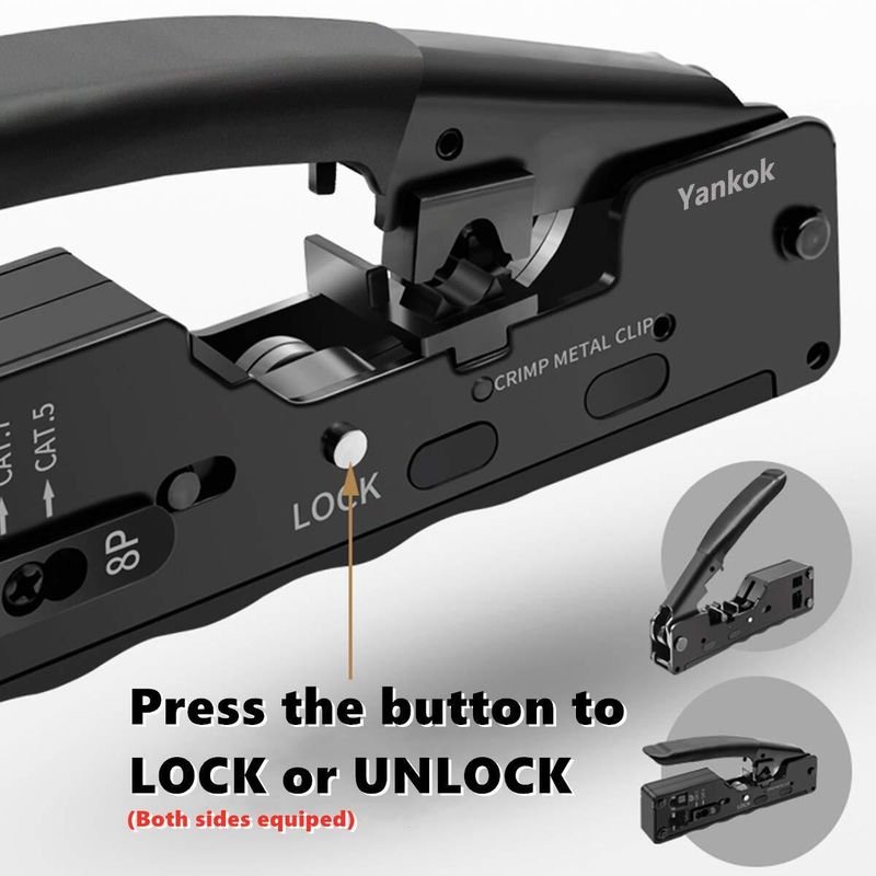 VOOCME Ultimate Pass Thru Crimper for Cat5 Cat5e Cat6 Network Connectors Cat6a Cat7 Shielded Modular Plugs RJ45 RJ12 RJ11 (Strip Cut and Crimp All-in-One. Handle) Corded Crimper - image 2