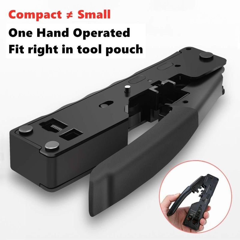 VOOCME Ultimate Pass Thru Crimper for Cat5 Cat5e Cat6 Network Connectors Cat6a Cat7 Shielded Modular Plugs RJ45 RJ12 RJ11 (Strip Cut and Crimp All-in-One. Handle) Corded Crimper - image 3