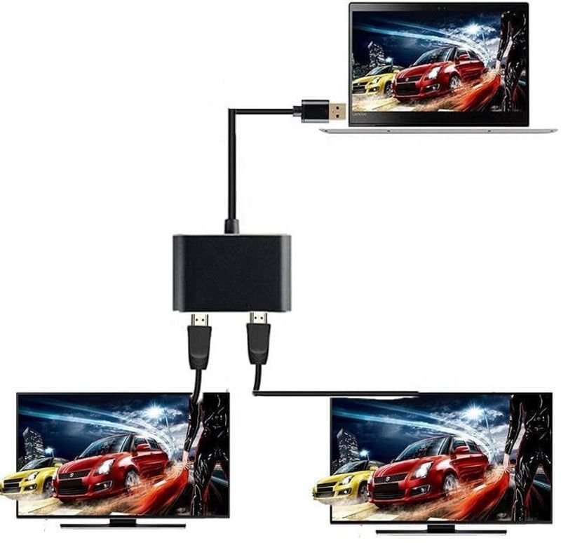 VOOCME USB 3.0 to Dual HDMI Adapter 4K/1080P, Dual Monitor Converter – Grey USB 3.0 to Dual HDMI Adapter, 4K@30Hz & 1080P@60Hz Converter USB Hub - image 4