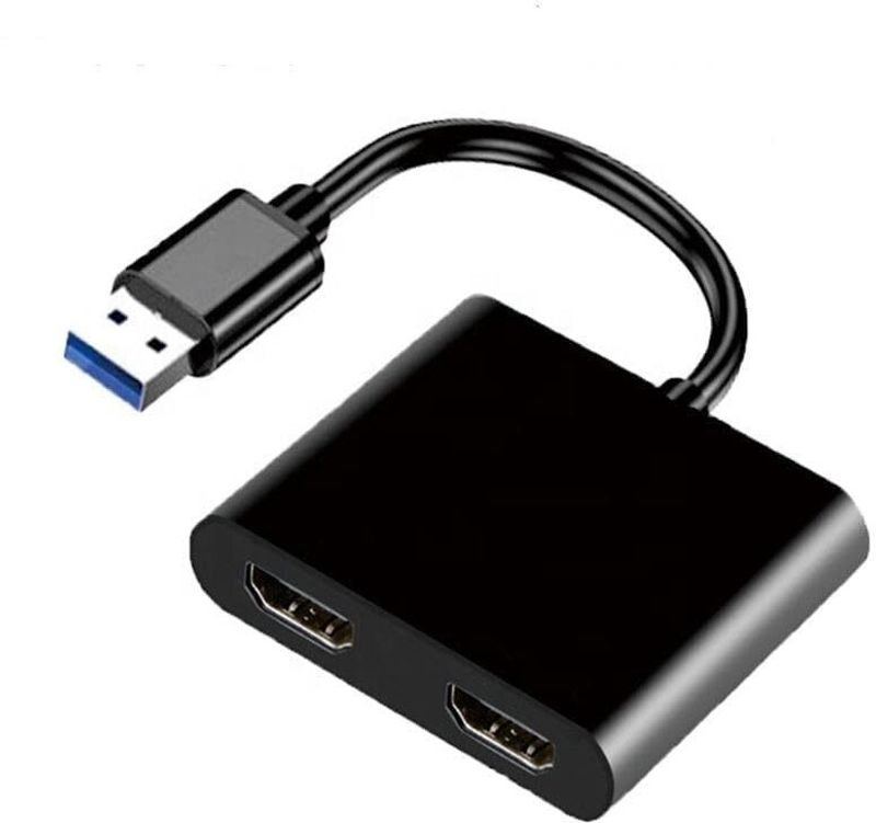 VOOCME USB 3.0 to Dual HDMI Adapter 4K/1080P, Dual Monitor Converter – Grey USB 3.0 to Dual HDMI Adapter, 4K@30Hz & 1080P@60Hz Converter USB Hub - image 1