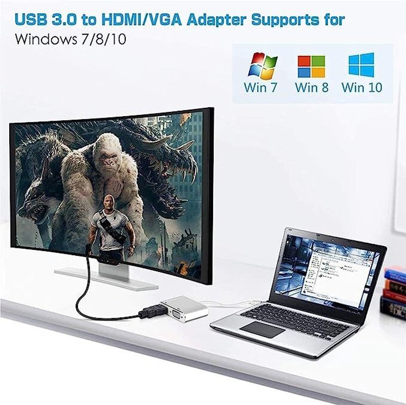 VOOCME VGA Cable 0.4 m USB 3.0 to HDMI VGA Adapter Converter 2 in 1 USB to HDMI VGA - image 3