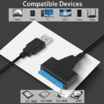 VOOCME USB Type C Cable 0.05 m NA USB 3.0 to SATA III Hard Drive Adapter Cable,USB SATA Adapter Cable Converter 22 pin - image 3