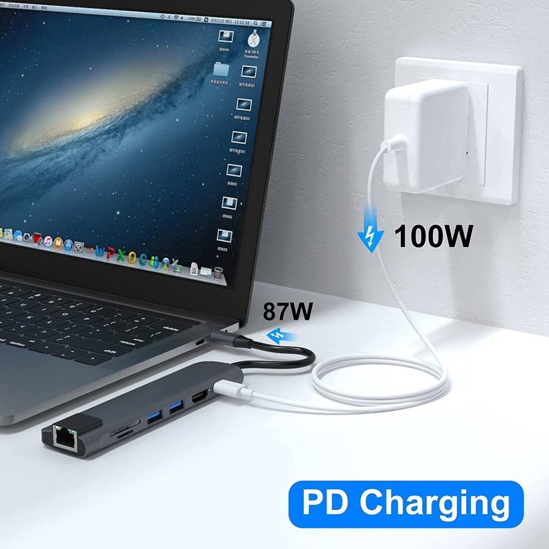 VOOCME USB C Hub, 7 in 1 Type C Adapter with USB C to HDMI,1Gbps Ethernet RJ45,100W Gaming Adapter - image 5